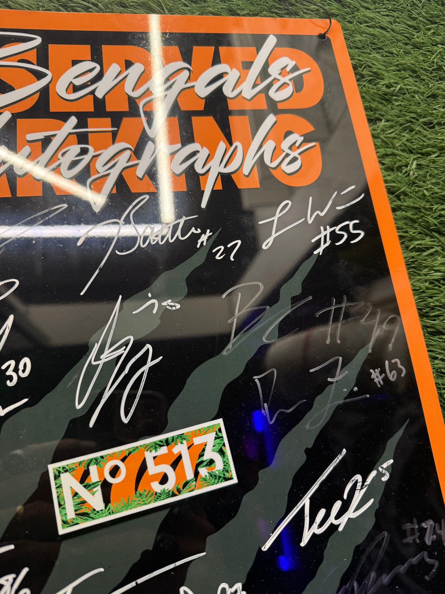RAFFLE TICKET * 1/1 Bengals Autographed Parking Sign. • 22 autographs!