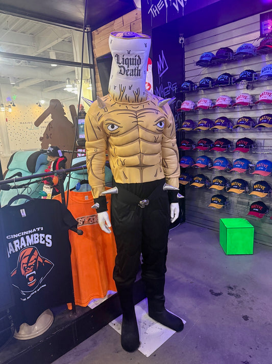 6'6" LIQUID DEATH SUIT AND FULL MALE MANNEQUIN